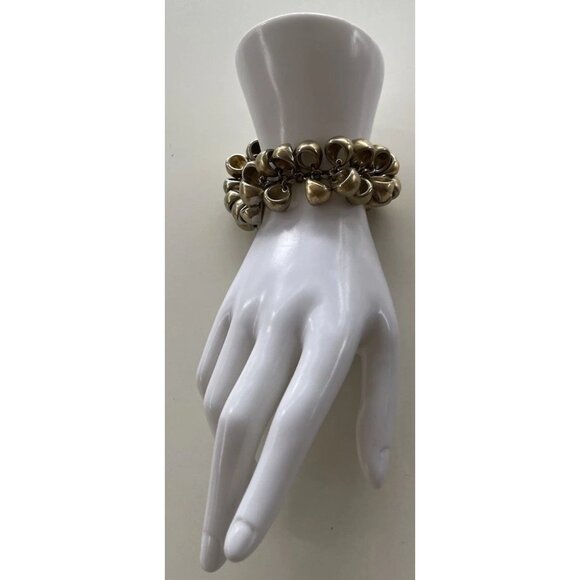 Vintage Lia Sophia Bracelet CHA CHA CHA Chunky Brushed Gold Tone Links Sz 7” - Picture 7 of 14